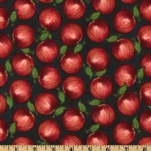   Christmas Traditions Apples Red/Black Fabric By The Yard: Arts, Crafts