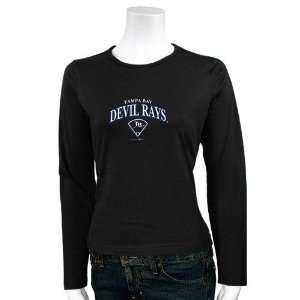 Tampa Bay Rays Black Ladies Arch Logo Diamond Long Sleeve T shirt 