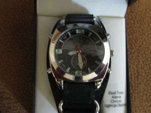 GREAT NORTHWEST BLACK LEATHER BAND MEN DUAL TIME WATCH  