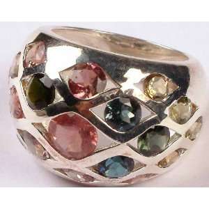  Faceted Tourmaline Ring   Sterling Silver 