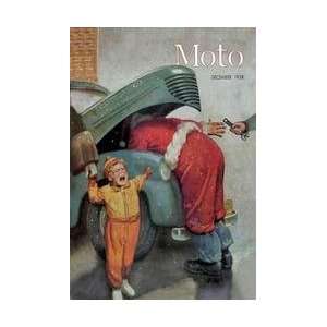 Boy Upset to See Santa Mechanic under Car Hood 12x18 Giclee on canvas