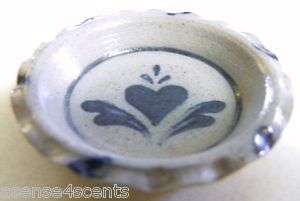 1988 Rowe Pottery Works Miniature Heart Motif Pie Plate  