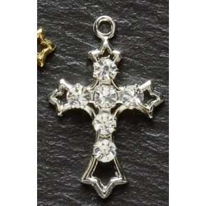  Pack of 4 Silver Plated Crystal Cross Pendants