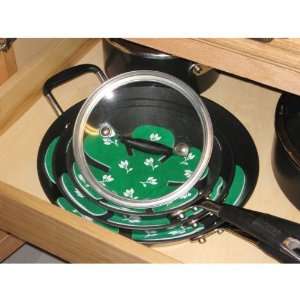  PADDED POT AND PAN PROTECTORS (SET OF 3   GREEN) Kitchen 