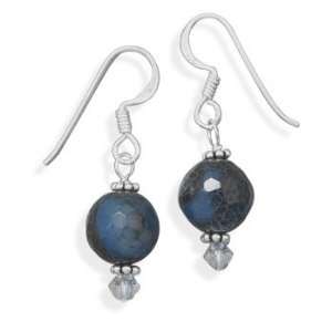  Blue Fire Agate and Crystal Earrings Jewelry