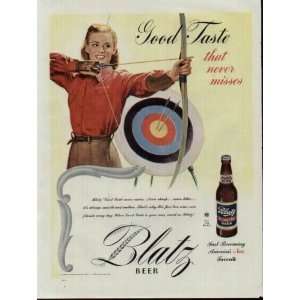   Taste that never misses  1945 Blatz Pilsener Beer Ad, A0467A
