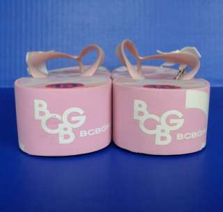 Women BCBG Pink Logo Charms Wedge Flip Flops SANDALS 10 Comfortable 