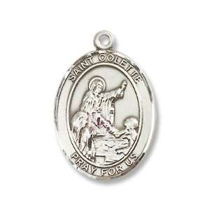   Silver St Colette Pendant First Communion Catholic Patron Saint Medal
