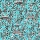 Eiffel Tower Black Paris Print Michael Miller Fabric  