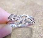 Cubic Zirconia Accented Sterling Silver Floral Design Fashion Ring 