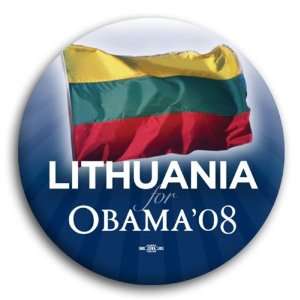 CAMPAIGN PIN LITHUANIA for Barack Obama Button   2  1/4 