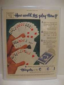   1949 Bicycle Playing Cards Bridge Cribbage Games Magazine Ad  