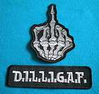 Lot SKULL MIDDLE FINGER & DILLIGAF Easy Iron On Embroidered Patches 