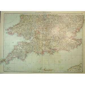    1898 Universal Map England South Wales Lundy