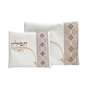  Embroidered Tefillin Set with Colorful Oriental Design 