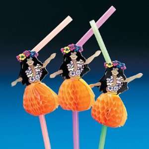   Lot of 24 Hula Girl Drink Straws Luau Tropical Party: Home & Kitchen