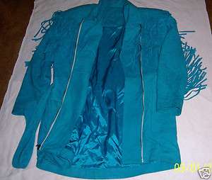 Ladies Knee Length ~ Teal / Blue ~ Size S ~ Suede Leather Coat/Jacket 
