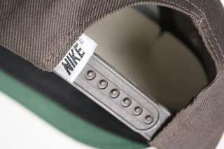   New 90s Nike Logo NOS Snapback Hat Black Brown Swoosh Green Bill sB