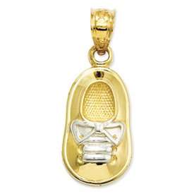   Designer Jewelry Gift 14K & Rhodium Baby Boys Shoe Pendant: Jewelry