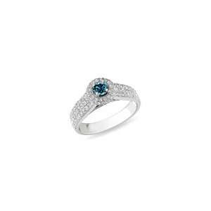 ZALES Enhanced Blue and White Diamond Frame Engagement Ring in 14K 