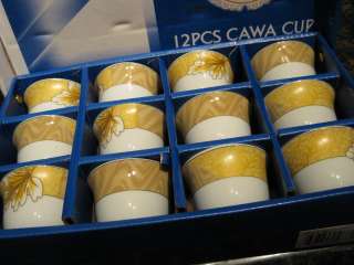   Turkish Coffee Cups Demi tasse Shot Glass Set of 12 Golden Leaf  