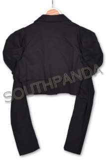 SC184 Black Stud Punk Rock Zip Short Jacket Coat  
