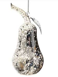 Glass Christmas Ornament Tiffany Gold Pear Set of 6  