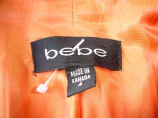 BEBE Womens GORGEOUS Peach Wool Blazer Jacket 4 Designer Leather Elbow 