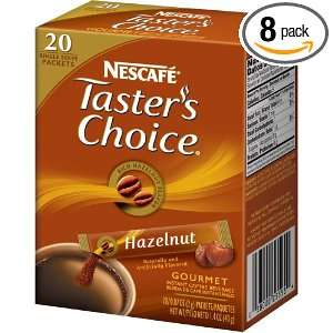 Tasters Choice Hazelnut Instant Coffee, 20 Count Sticks (Pack of 8)