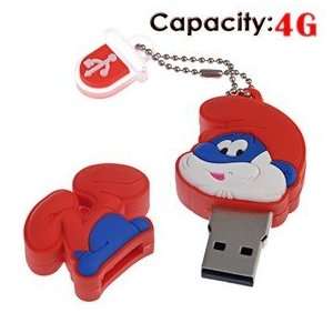  4G Rubber USB Flash Drive with Shape of Smurfs (Red) Electronics