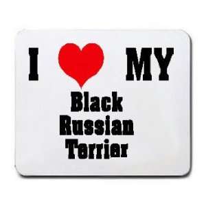  I Love/Heart Black Russian Terrier Mousepad: Office 