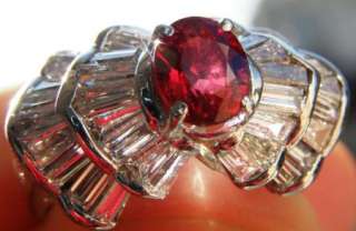 Unique 18k white gold ring with 1.5ct pigeon blood Ruby&2.64ct 