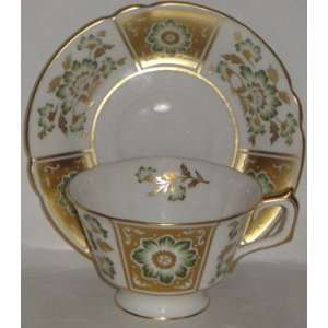  Royal Crown Derby Derby Panel Green Cup & Saucer 
