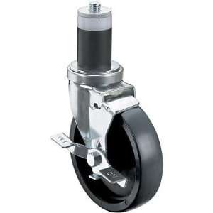Stem Caster / 5 Wheel with Brake, Fits Standard 1 5/8 Tubing, Grease 