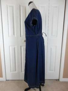 Talbots Petites Size 16P Blue Jean Denim Casual Modest Dress Button 