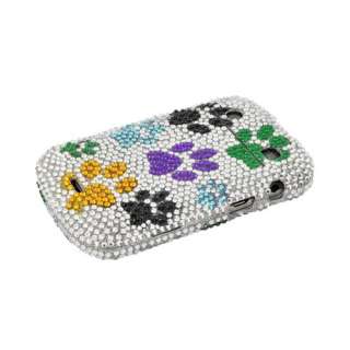 For Blackberry Bold 9900 9930 Multi Color Paw Print Silver Bling Hard 