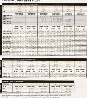 Ariat Tall Boot Size Chart items in Quality Western 