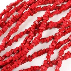    6mm Rich Red Triangle Chips Tagua Bead Strand Arts, Crafts & Sewing