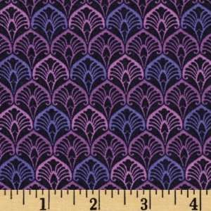  44 Wide Brooklyn Heights Scallops Black/Purple Fabric By 