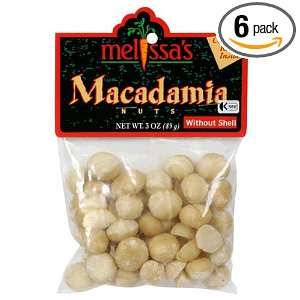 Melissas Dried Macadamia Nuts, Raw Out of Shell, 3 Ounce Bags (Pack 