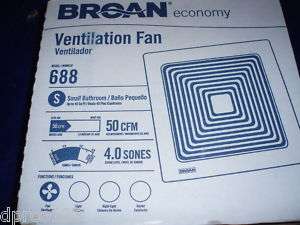 Broan Nutone Bathroom Exhaust Fan 50CFM #688 NEW IN BOX  