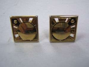 Swank gold look Square Cufflinks w/ reflective circle  