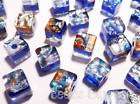 20p Murano Glass Silver Foil Cube Beads 6mm Green MG006  