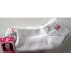   Sock White/Pink Rib  Pink Breast Cancer Ribbon: Sports & Outdoors
