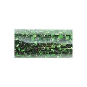  Mode International Bugle Beads 5.5tube 3mm Emerald Silver 