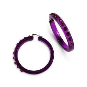    Purple Clear Amethyst Swarovski Crystal Hoop Earrings: Jewelry