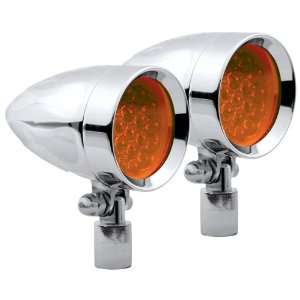   Flamed Chrome Target LED Motorcycle Bullet Light   Pair: Automotive