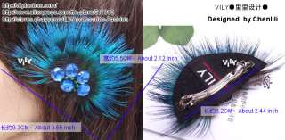 VILY Feather Hair Clip Barrette Fascinator Peacock Cui  