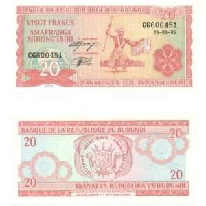  Burundi 1995 20 Francs, Pick 27c 