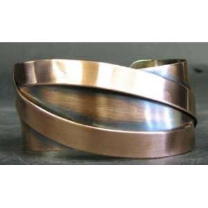  Rebajes Handwrought Copper Two Bands Over Cuff Bracelet 